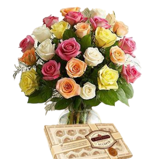 25 colorful roses with chokolates | Flower Delivery Petrozavodsk