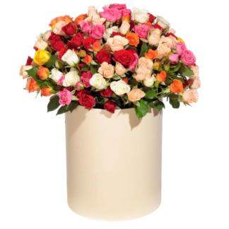 Mixed roses in a hatbox | Flower Delivery Petrozavodsk