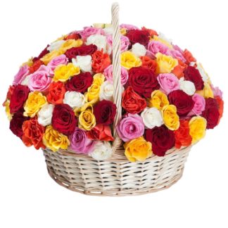 51 colorful roses in the basket | Flower Delivery Petrozavodsk